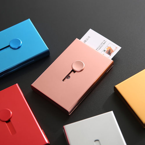 手推名片盒名片夹男女士商务名片p盒子随身便携式收纳盒自动卡盒