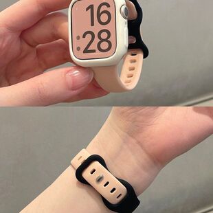 华强北s10手表带高级撞色s9s8适用苹果appleiwatch98男女新款硅胶