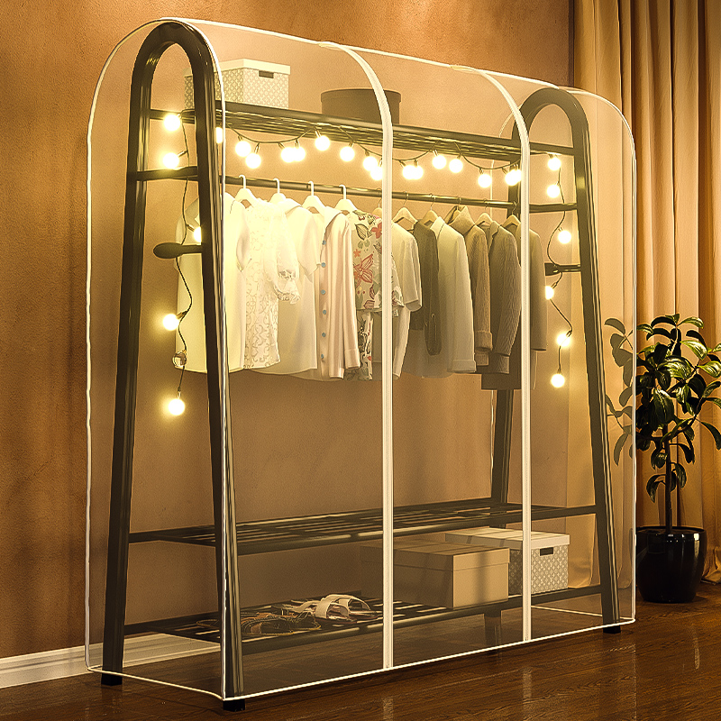 落地衣架防尘罩家用简p易衣架带防尘袋晾衣架透明防尘套挂式挂衣