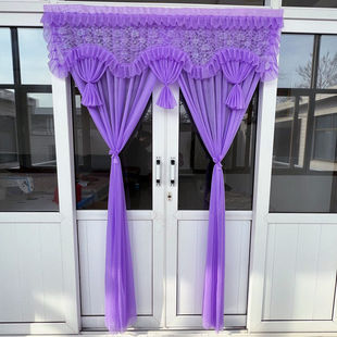 红色绣花a门帘魔术贴农村结婚门帘家用魔术贴夏季窗帘隔断布艺卧