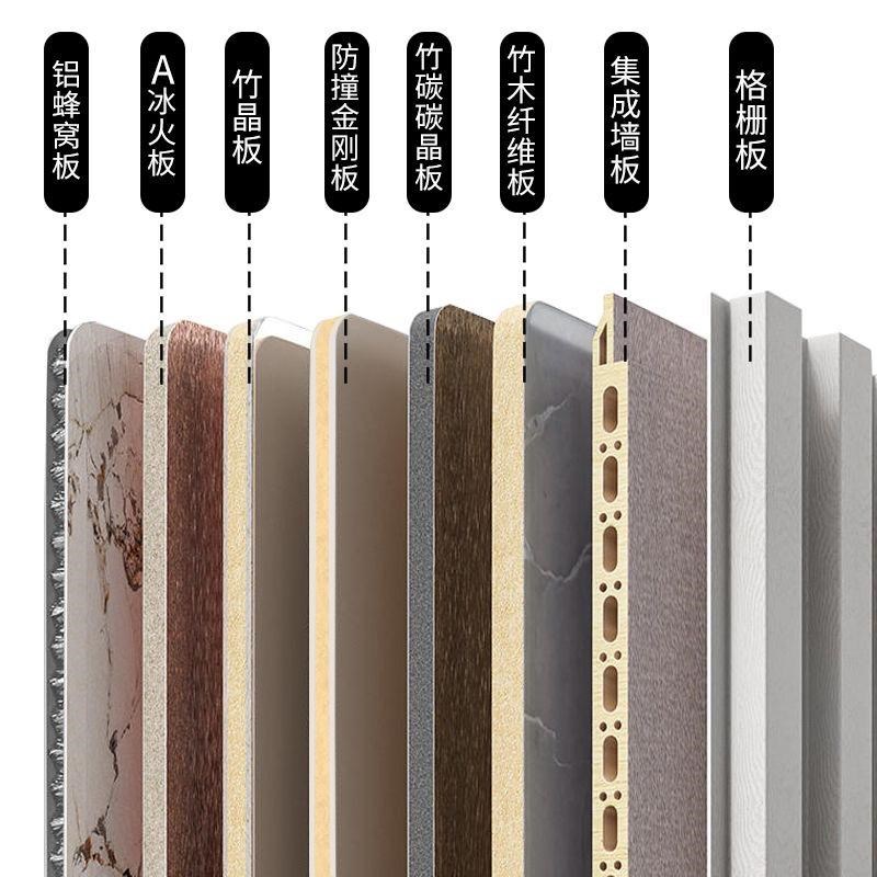 木饰面碳晶板护墙板m无缝板竹木纤维集成墙板冰火板材黑金刚装饰