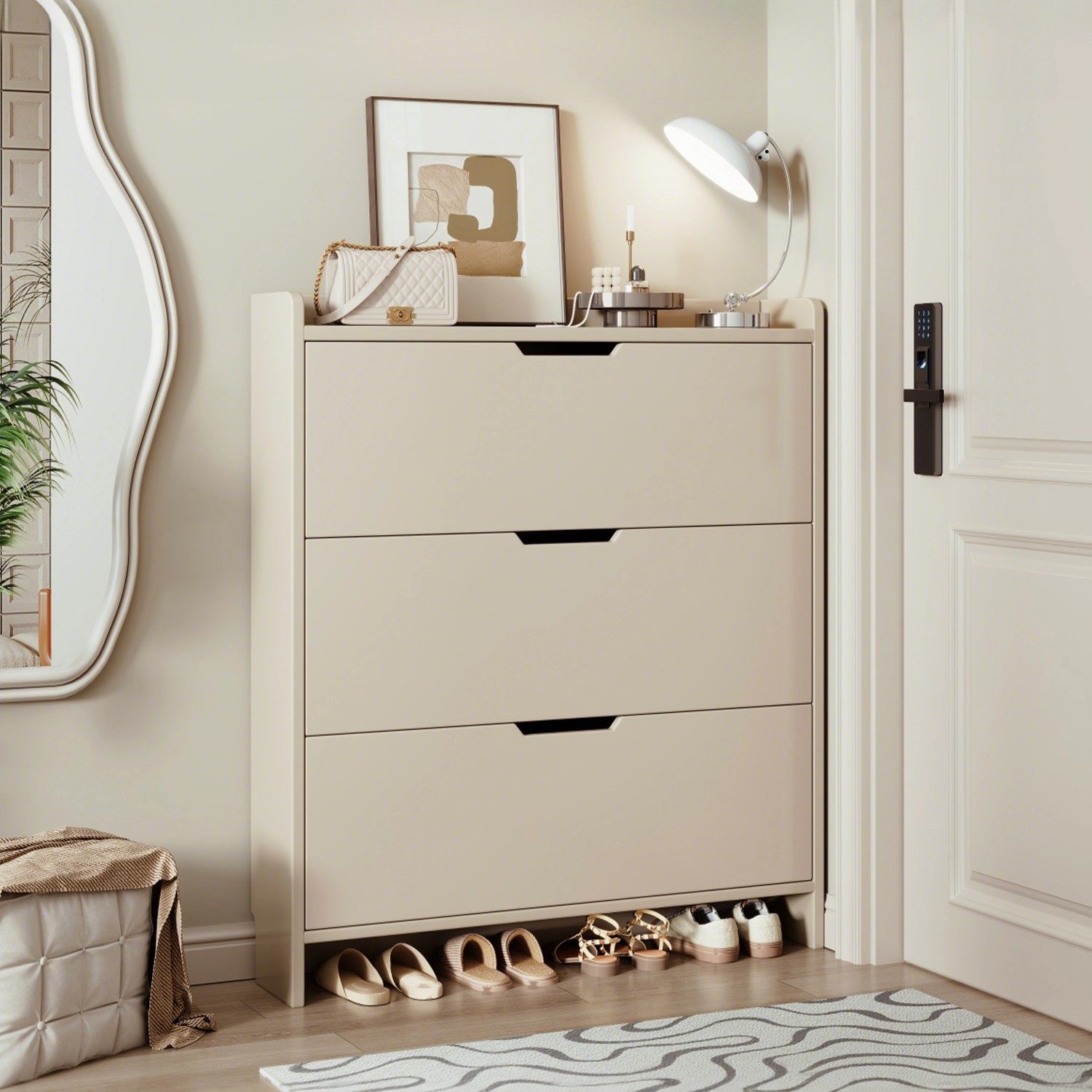 实木超薄鞋柜家用门口入户门翻斗玄关柜一体靠墙2025新款小窄鞋架,收纳整理,鞋子收纳架,淘宝优惠券,粉丝福利购,淘宝优惠卷