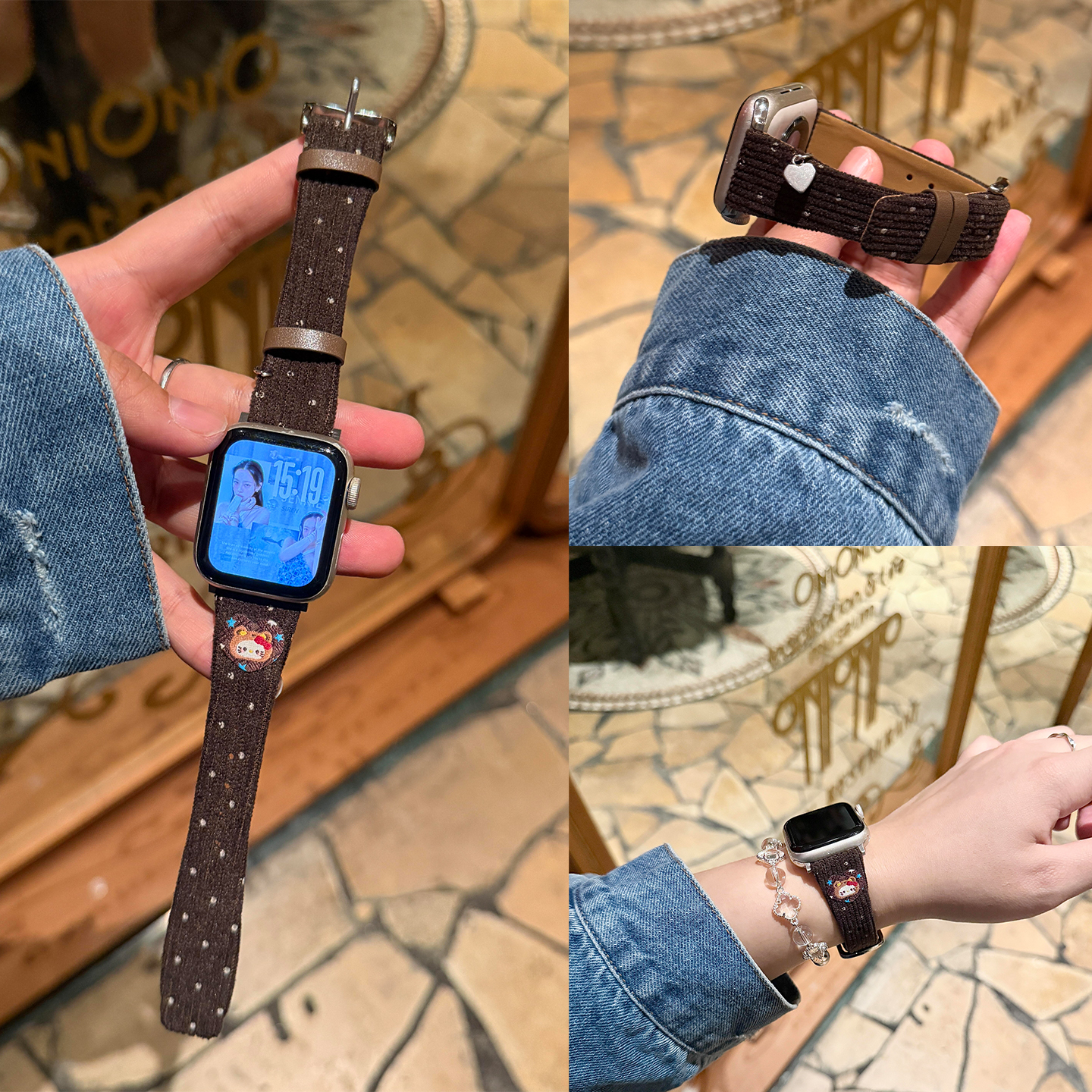 适用苹果iwatch11手表表带灯芯绒
