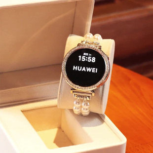 适用华为gt6手表表带珍珠腕带watch5系列新款 蝴蝶弹力配饰夏 小香风gt4高智感精致pro透气轻奢珠宝gt3百搭女款