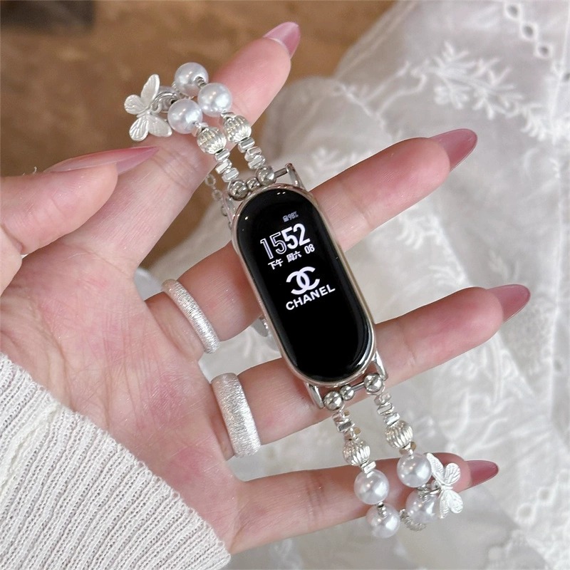 小米手环10表带水钻蝴蝶珍珠表链