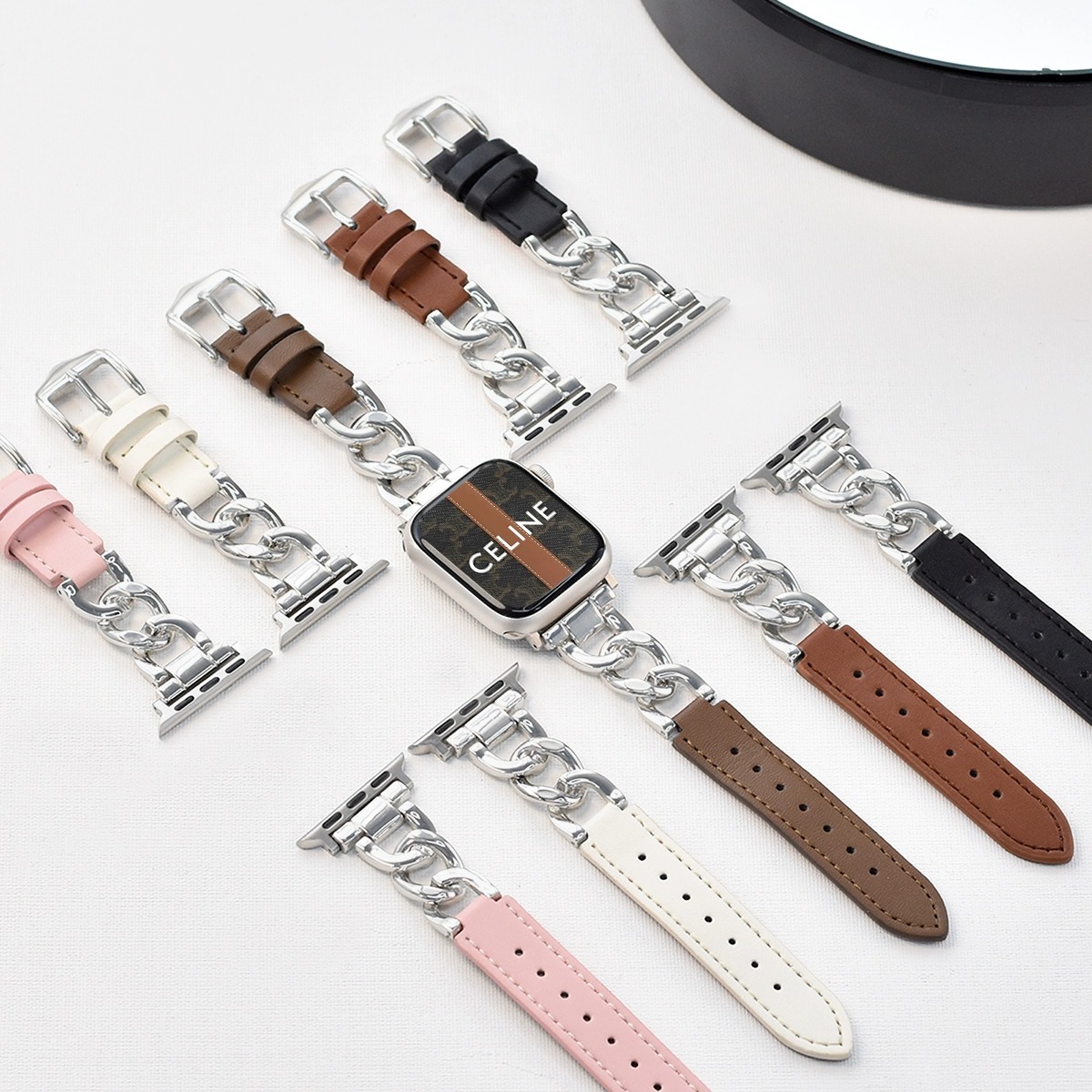 苹果iWatchs10表带金属拼接皮质