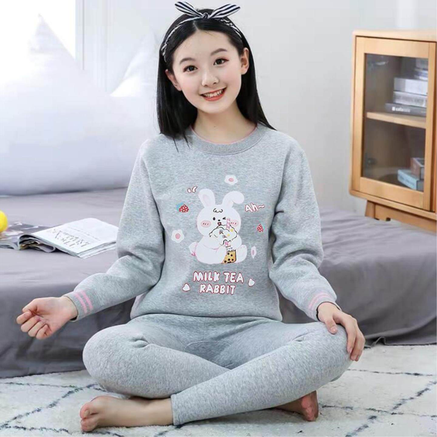 保暖衣女加厚加绒套装学生少女秋衣秋裤初高中大童保暖内衣女纯棉