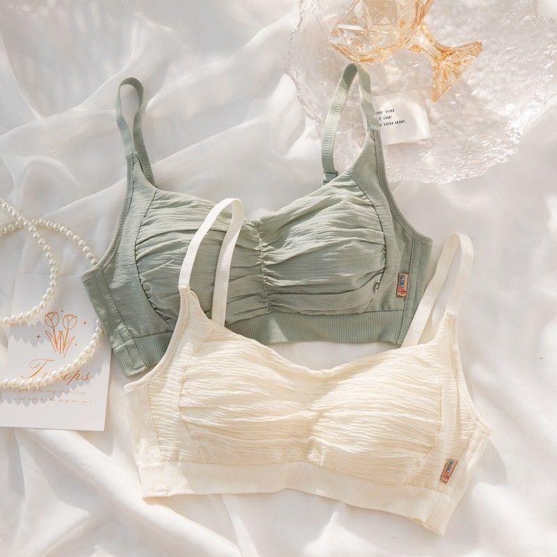超薄款抹胸式内衣女大胸显小聚拢学生运动无痕少女文胸平胸一体式