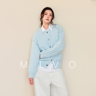 mtvo针织开衫外套男2026年春季新款老钱风外搭休闲绞花毛衣外套女