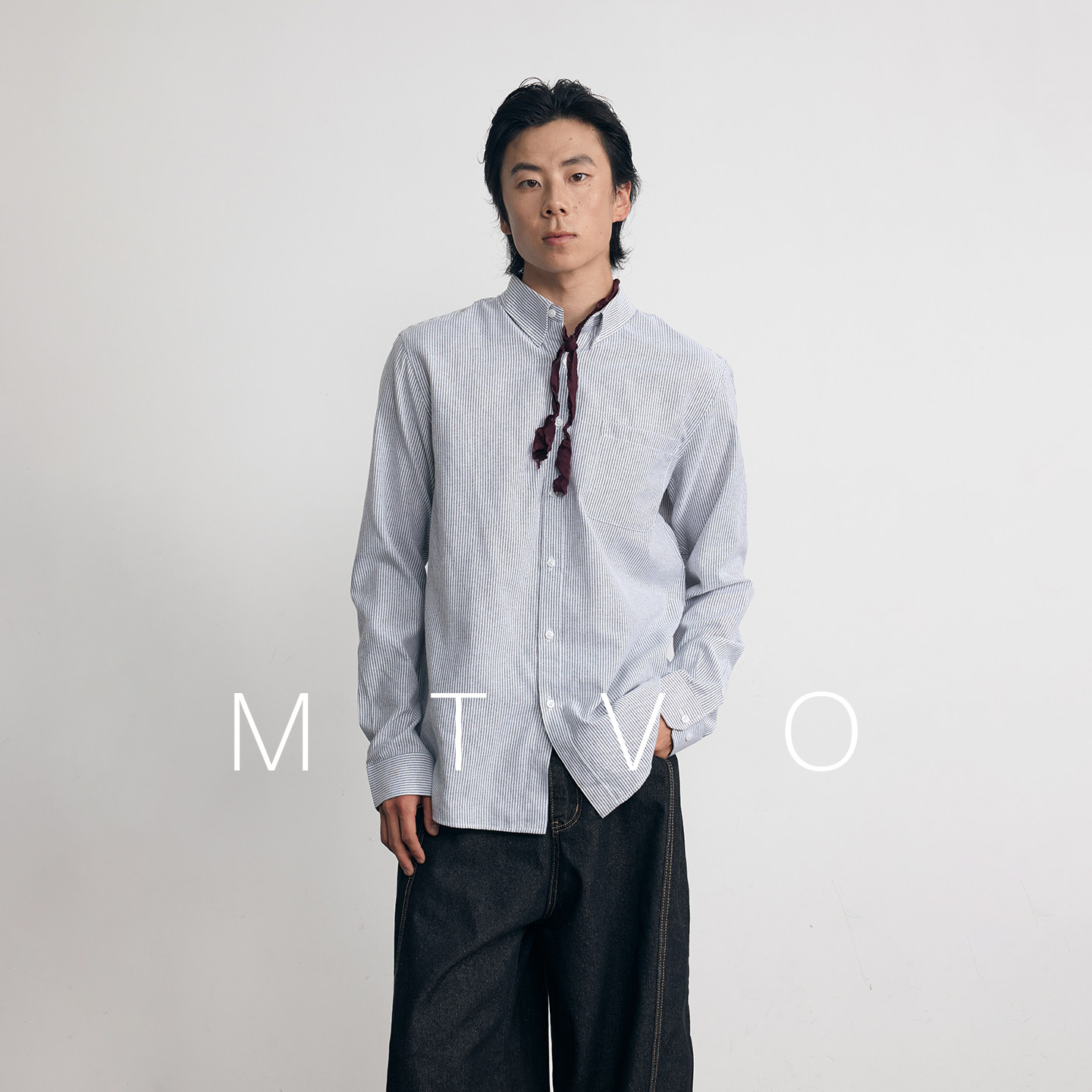 mtvo2025新款秋季日系条纹长袖衬衫男翻领衬衣女松弛感上衣百搭