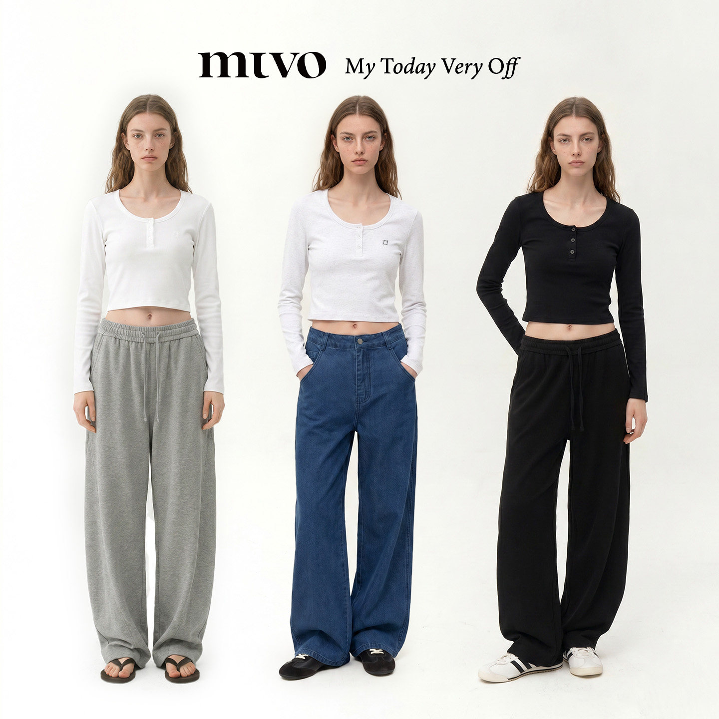 【MTVO】亨利领短款长袖T恤图片