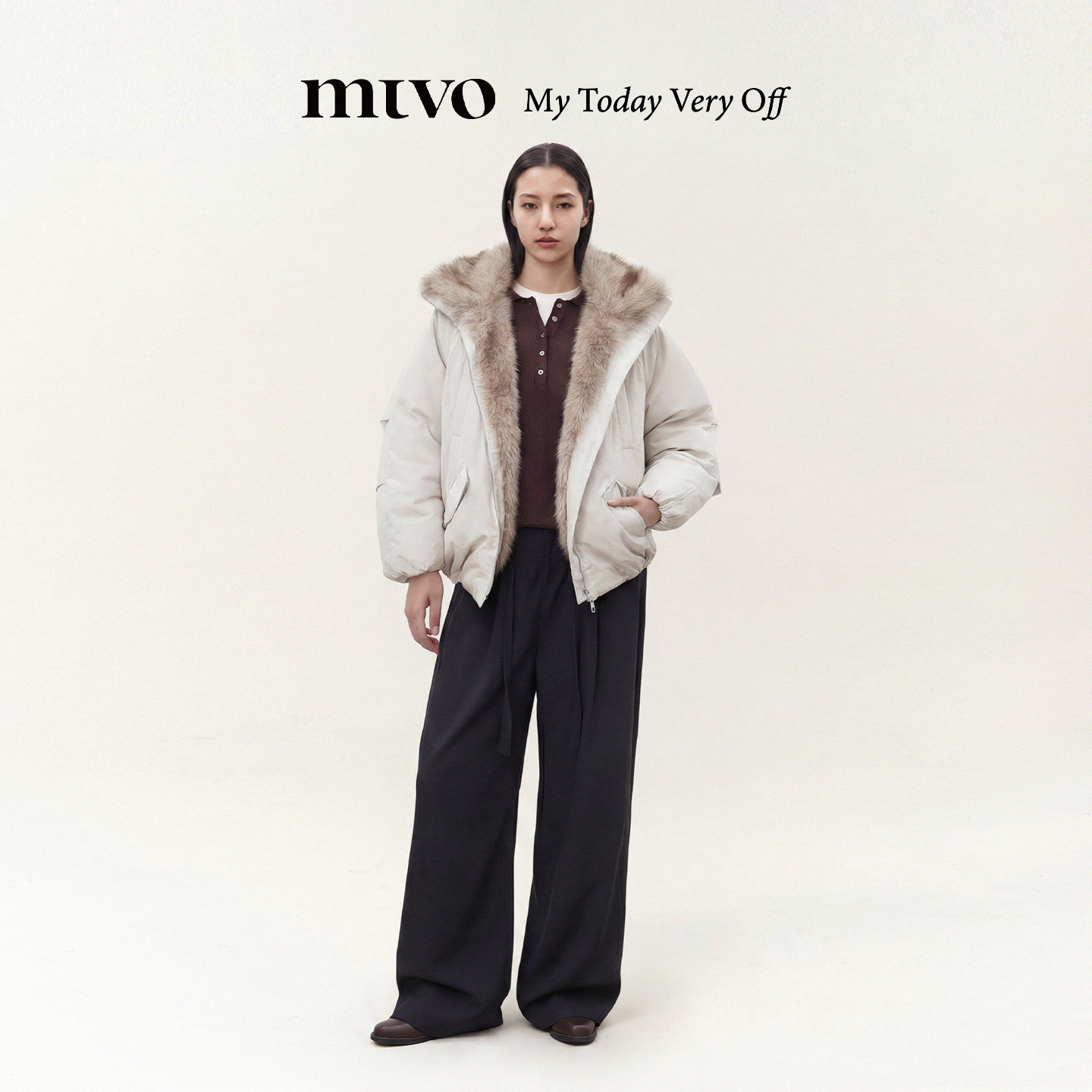 mtvo宽松毛领羽绒服外套男女同款图片