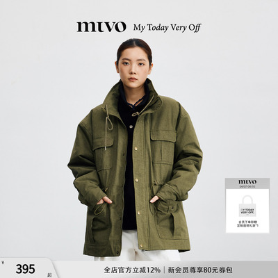 MTVO中古水洗“伐木”工装做旧巴恩帆布麻加厚收腰系带棉服男外套