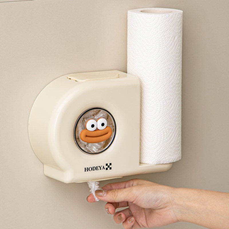 多功能保鲜膜套罩收纳盒壁挂w抽取式家用厨房冰箱免打孔保鲜袋盒