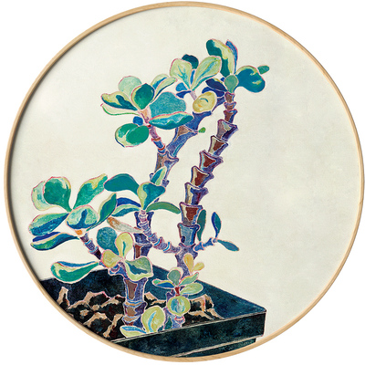 王大志x仟象映h画 实木圆形客厅装饰画 美式花卉玄关壁画挂画