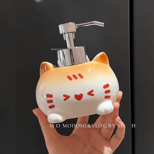 可爱猫咪乳液瓶家用洗漱台陶瓷加厚洗手液起泡瓶浴室沐浴露按压瓶