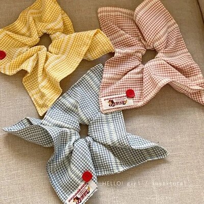 新款2025韩系法式格子头饰方巾气质爆款高级发绳发饰大肠丸子头绳