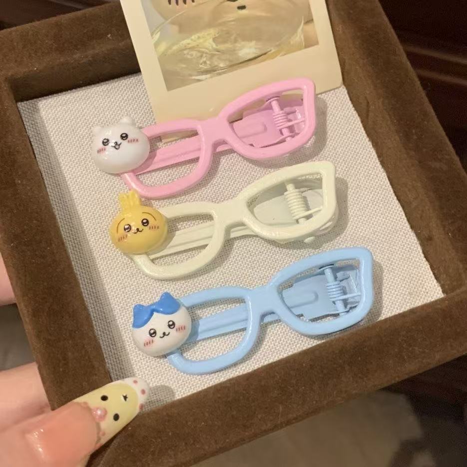 百搭可爱创意风小八吉伊乌萨奇眼镜发夹甜美趣味卡通风鸭嘴夹发卡