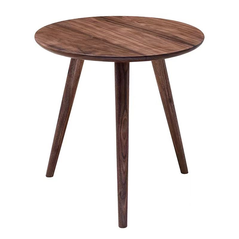 黑胡桃木沙发边几简约家用小户型实木茶几阳N台休闲小圆桌床头茶