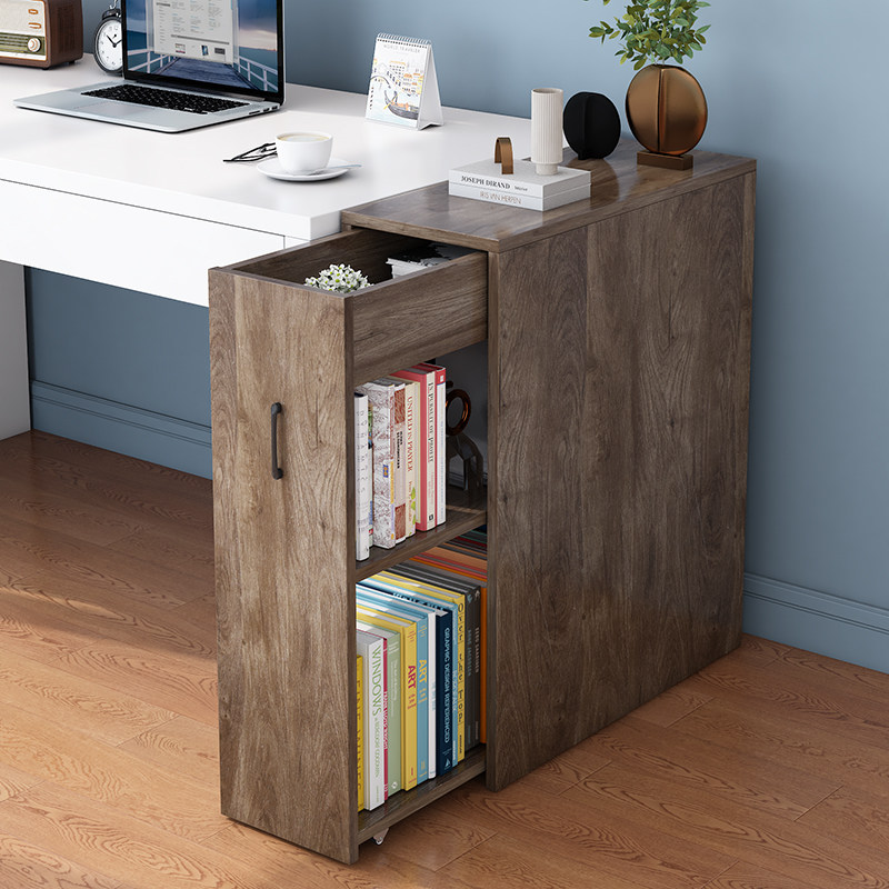 窄书柜桌边侧拉式小柜子抽拉移动书橱带门书架防尘储X物收纳柜推,住宅家具,单个书柜,淘宝优惠券,粉丝福利购,淘宝优惠卷