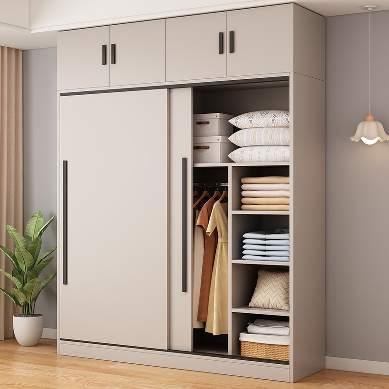 全实木衣柜家用卧室儿童r简易柜子免安装加厚背板出租房用储物衣