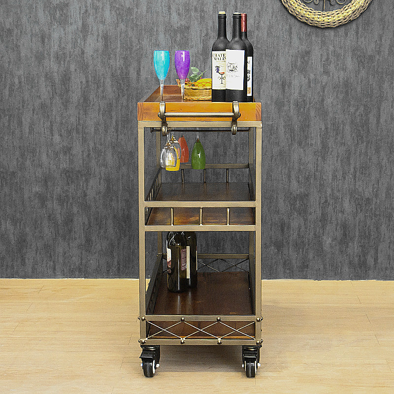 美式铁艺a实木餐车时尚酒水手推车创意移动厨房架酒架精美餐边柜