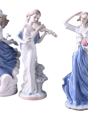 欧式家居装饰品小摆件客厅t酒柜电视柜房间陶瓷摆设西洋美女工艺