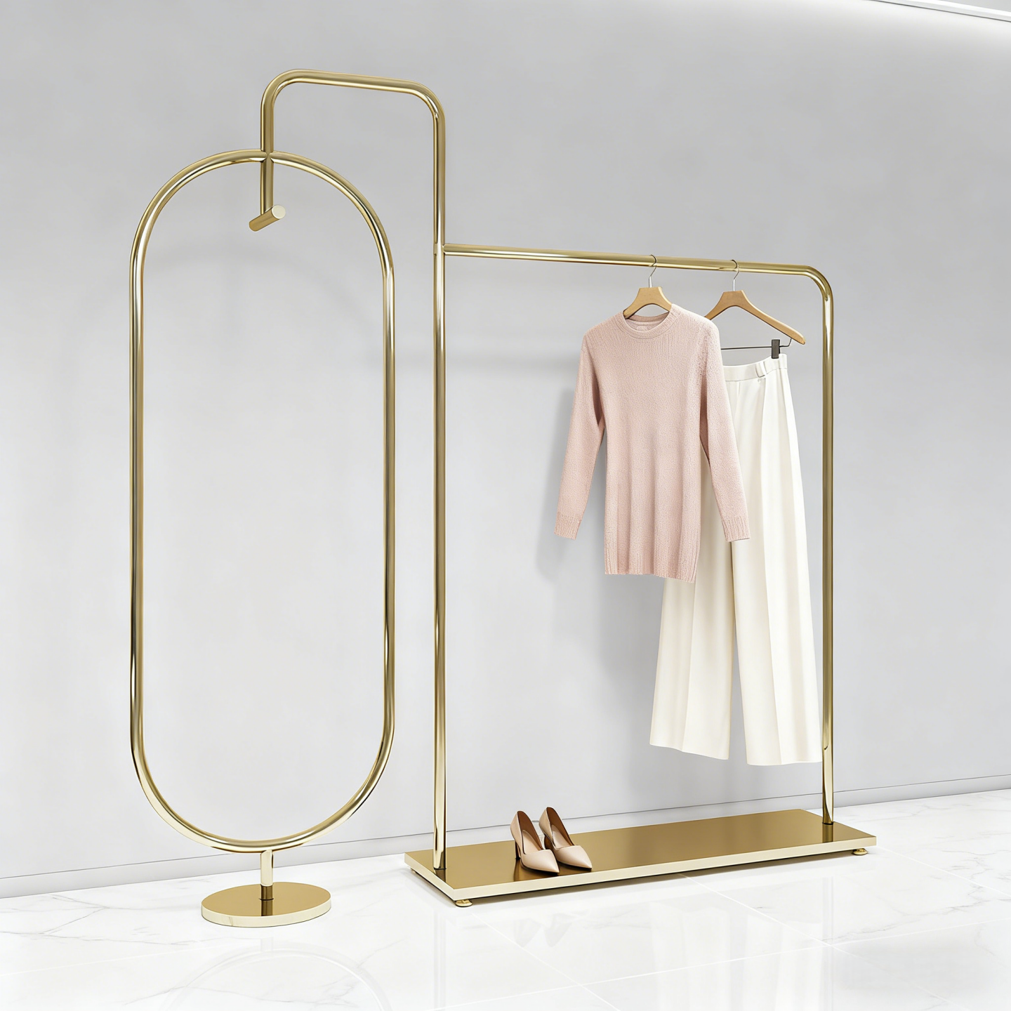 不锈钢落地式服装展示架