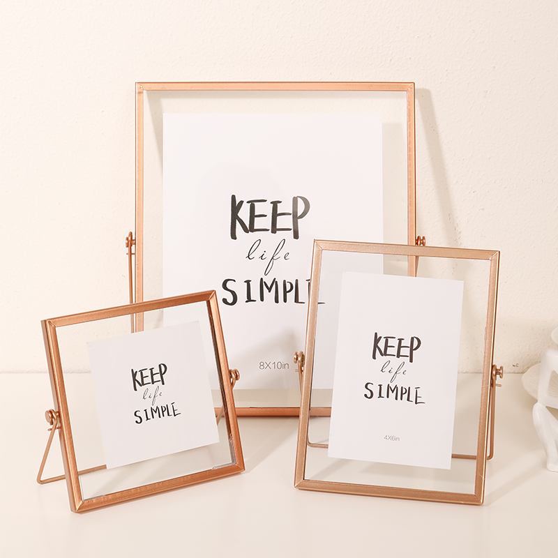 双面玻璃透明金属高级感摆台相框六6 7 8K寸打印照片定制相册架a4