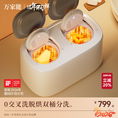 双舱仓内衣内裤袜子专用小型洗衣机全自动迷你洗脱烘一体机二筒桶