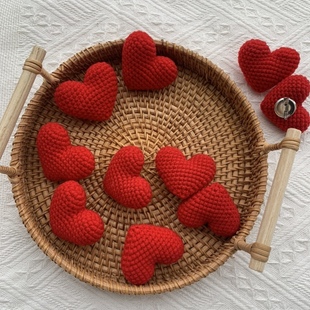 成品网红胸针毛线手工编织胸花别针吊坠两用红色爱心钩织小物