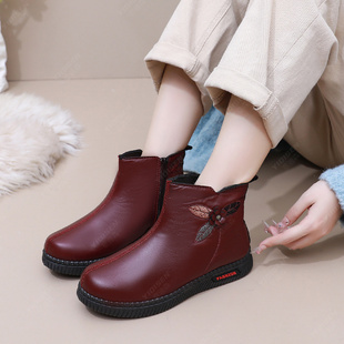 冬季女鞋老北京布鞋女棉鞋中老年加绒保暖妈妈棉靴软底防滑老人鞋