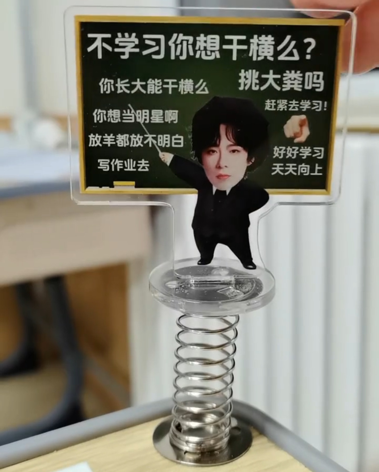 小红书同款刘宇宁劝学励志亚克力弹簧摇摇乐打工人创意桌面立牌