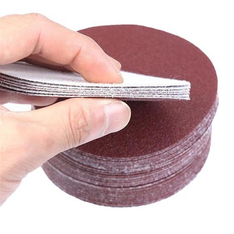 5寸125mm植绒砂纸背绒片 红砂拉绒片 圆盘M砂纸植绒片 气动 打磨