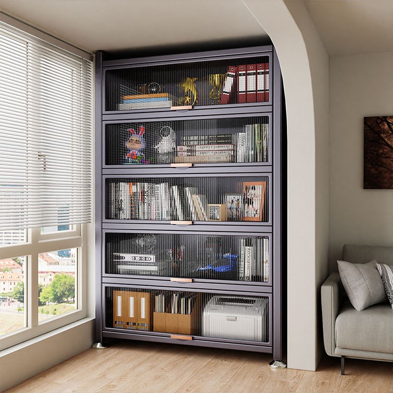 收纳柜客厅带门书架多功能置物架简D易儿童储物柜分层多层放置承