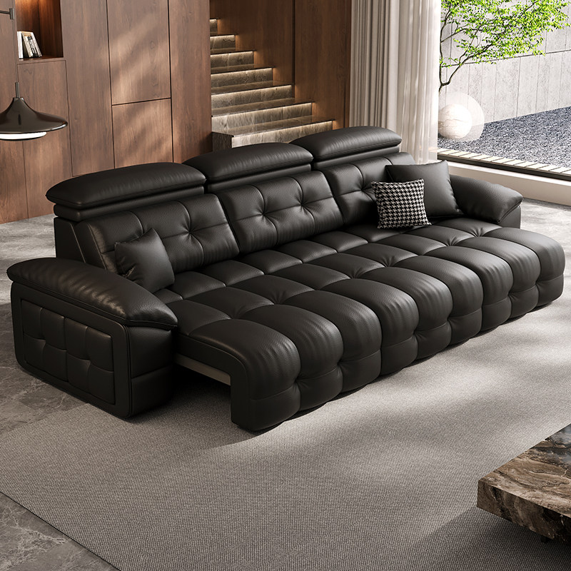 电动沙发多功能头层牛皮真皮意式劳伦斯客厅可伸缩躺睡直排沙发床