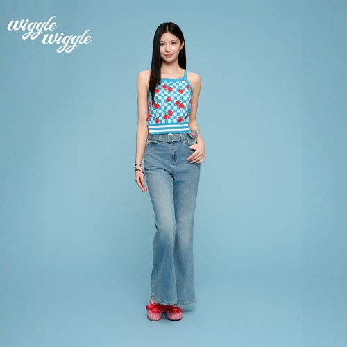 【沈月同款】wigglewiggle韩系漂亮修身针织吊带背心女夏外穿衣