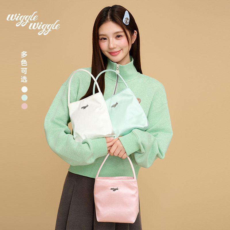 wigglewiggle26年春夏字母单肩包马卡龙色休闲通勤小方包手提包女