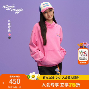 wigglewiggle25年秋冬logo水洗做旧连帽宽松卫衣男女 限时75折