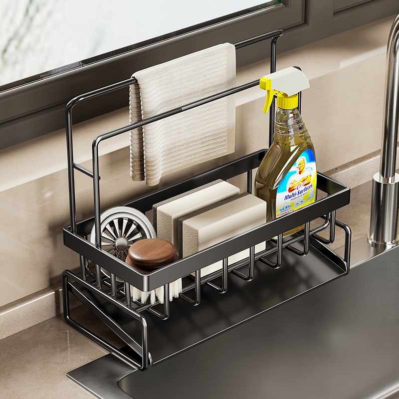抹布架厨房沥水架免打孔台面壁挂海绵毛巾厨房用品V收纳架置物架