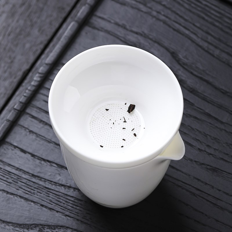 德化羊脂b玉陶瓷茶漏一体公道杯过滤网茶海匀杯白瓷分茶器高档茶