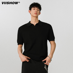 VIISHOW海鸥领打底短袖POLO衫男2025夏季新款潮宽松翻领半袖t恤衫