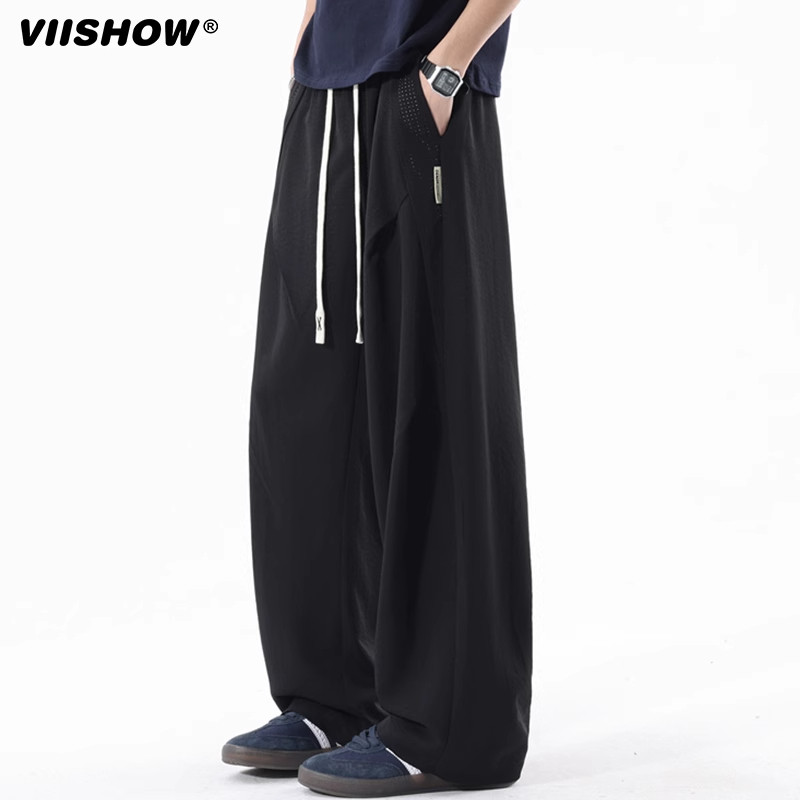 VIISHOW美式街头夏季运动卫裤男阔腿拖地裤垂感直筒休闲裤子高街,男装,休闲裤,淘宝优惠券,粉丝福利购,淘宝优惠卷