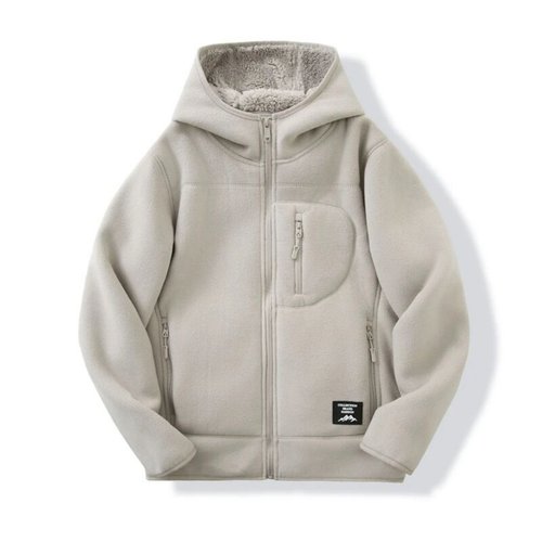 900g户外休闲加绒加厚抓绒衣外套