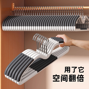 短颈缩脖子衣架防鼓包家用挂衣无痕防肩角晾衣架加粗加大护衣撑子