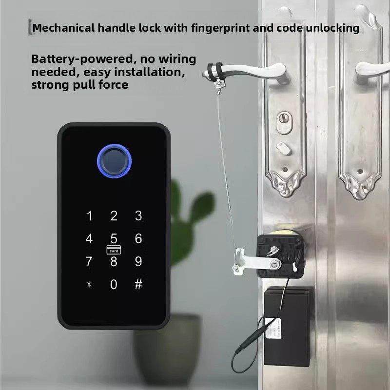 老式机械门锁升级密码指纹遥控手机远程开锁装电池免布线涂鸦APP
