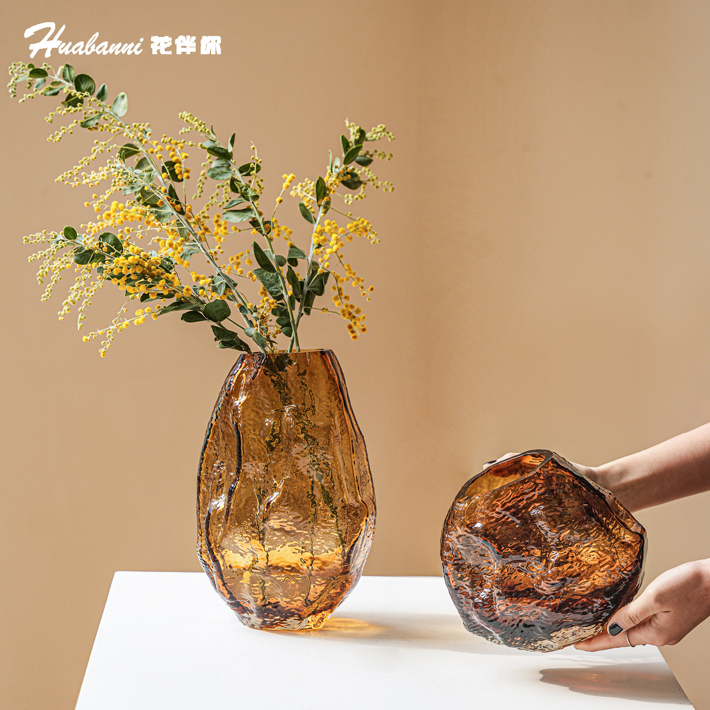 轻奢极简玻璃大肚花瓶客厅水培图片