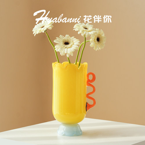 多巴胺复古琉璃花瓶玄关摆件