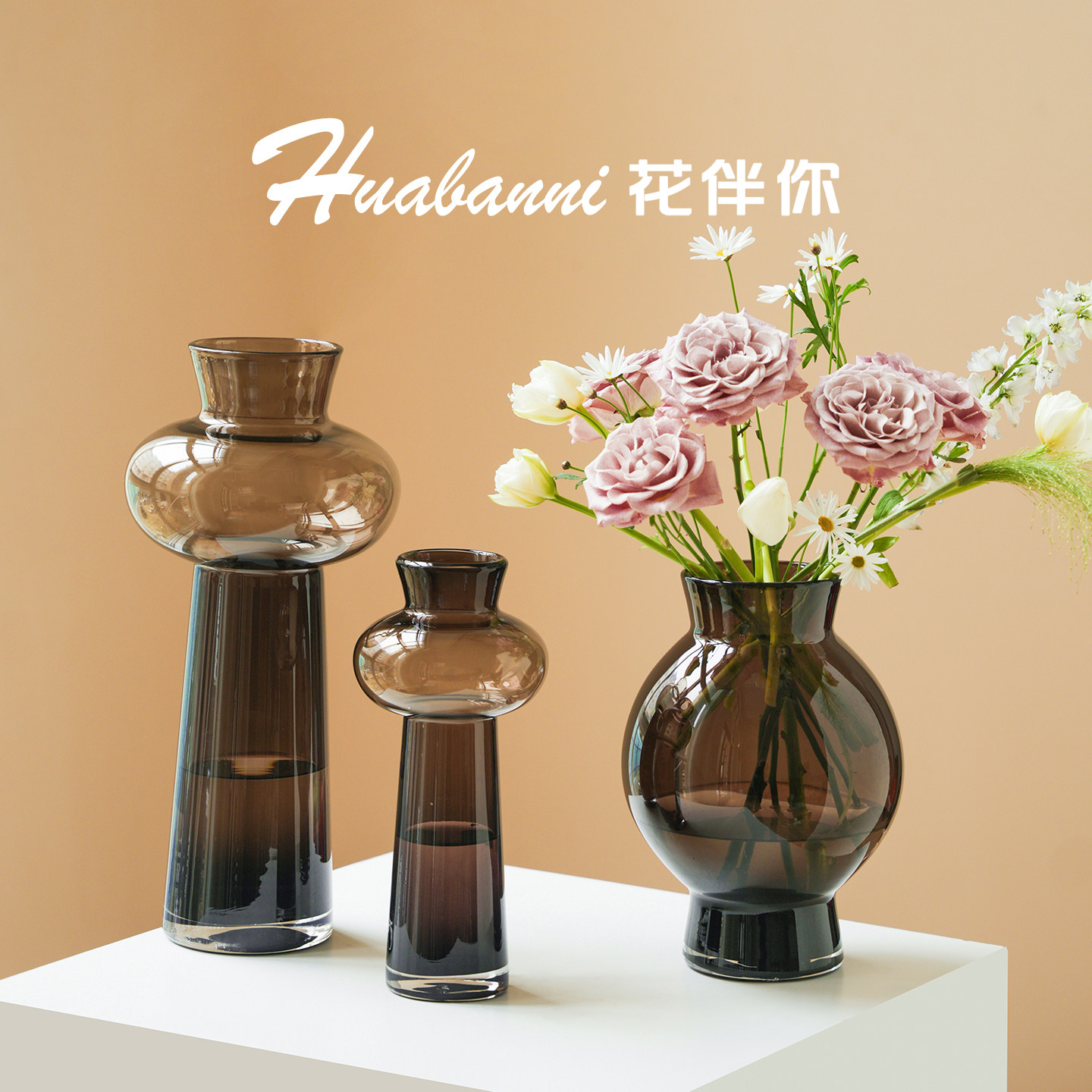 中古轻奢玻璃细长水培花瓶图片