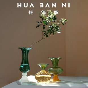 法式复古手工琉璃玻璃花瓶中古风高级感插花水培花器居家装饰摆件